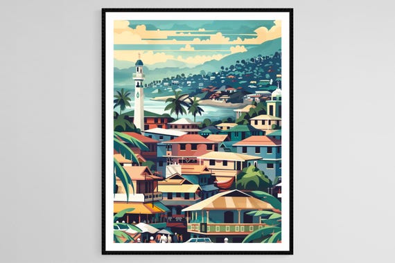 Kampala Art Print Uganda National Mosque And Lake Victoria