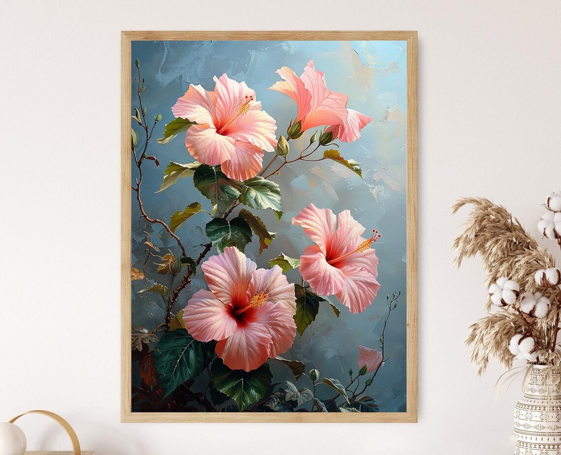 Hibiscus Bloom Watercolor Floral Botanical Art Print