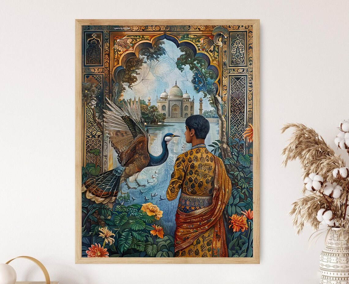 Mughal Era Palace Scene, Royal Indian Art Print