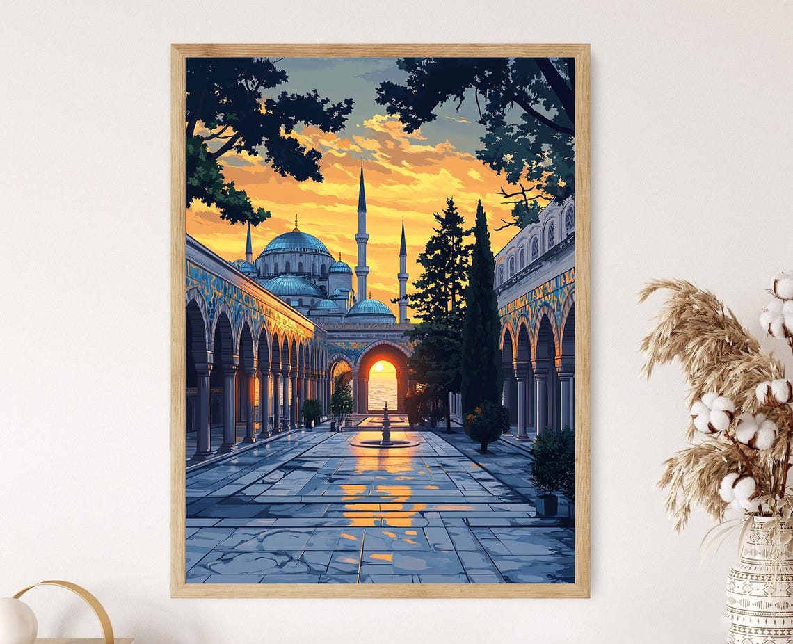 Topkapi Palace Courtyard Art Print Ottoman Architecture Turkish Heritage Scene