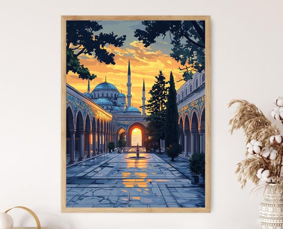 Topkapi Palace Courtyard Art Print Ottoman Architecture Turkish Heritage Scene
