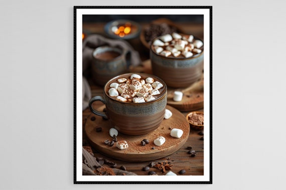 Hot Chocolate With Marshmallows Art Print Cozy Beverage Decor