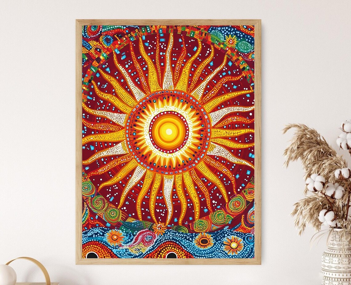 Australian Aboriginal Sun And Earth Art Print