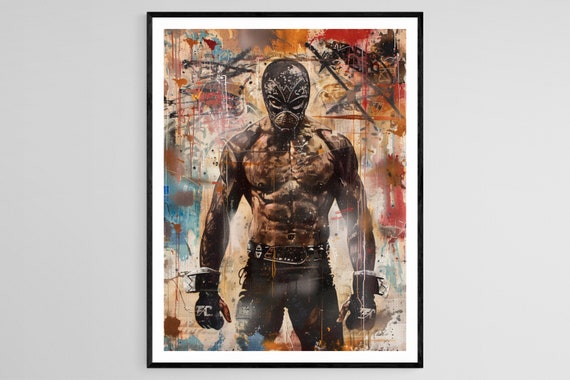 Authentic Lucha Libre Poster Retro Mexican Wrestling Decor Bold Graphic Print For Sports Room Collectors Gift Idea