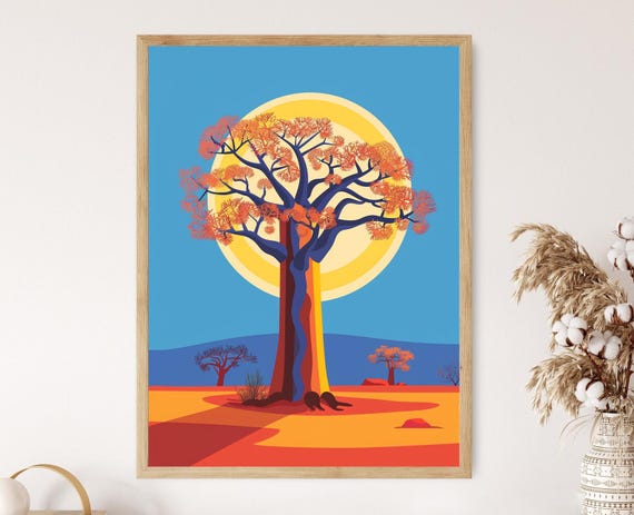 Baobab Tree Illustration Hand Drawn Art Print Home Decor Wall Art Nature Lovers Gift