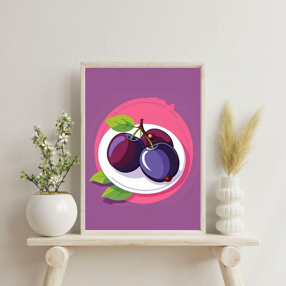 Plum Print Fruit Market Print Art Abstract Wall Art Art Colourful Art Maximalist Minimalistic
