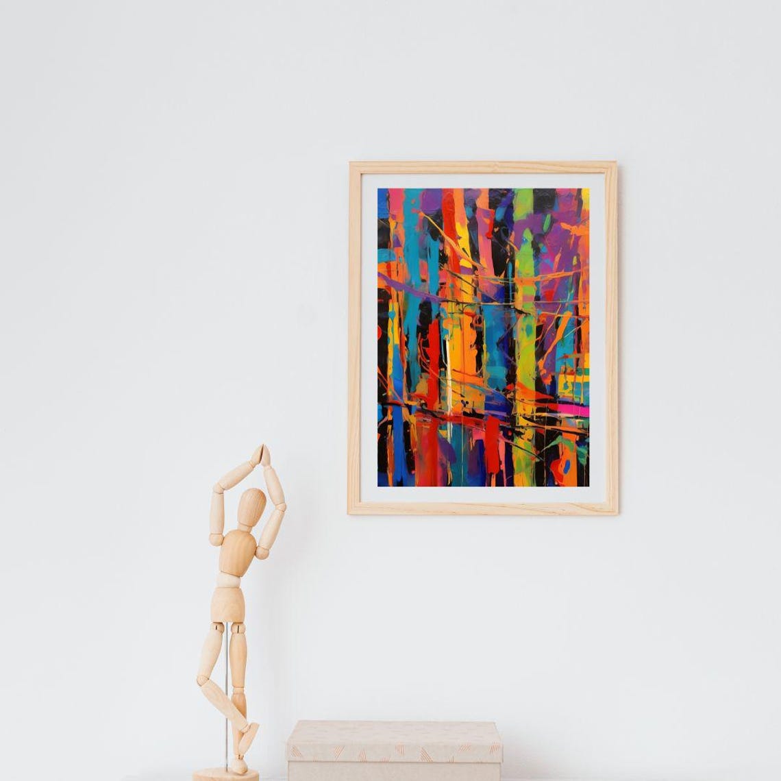 Bold Maximalist Abstract Vertical Brushstroke Colorful Modern Wall Art - Image 3