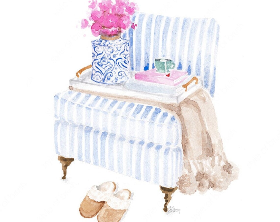 Blue Chair Illustration, Interior Design