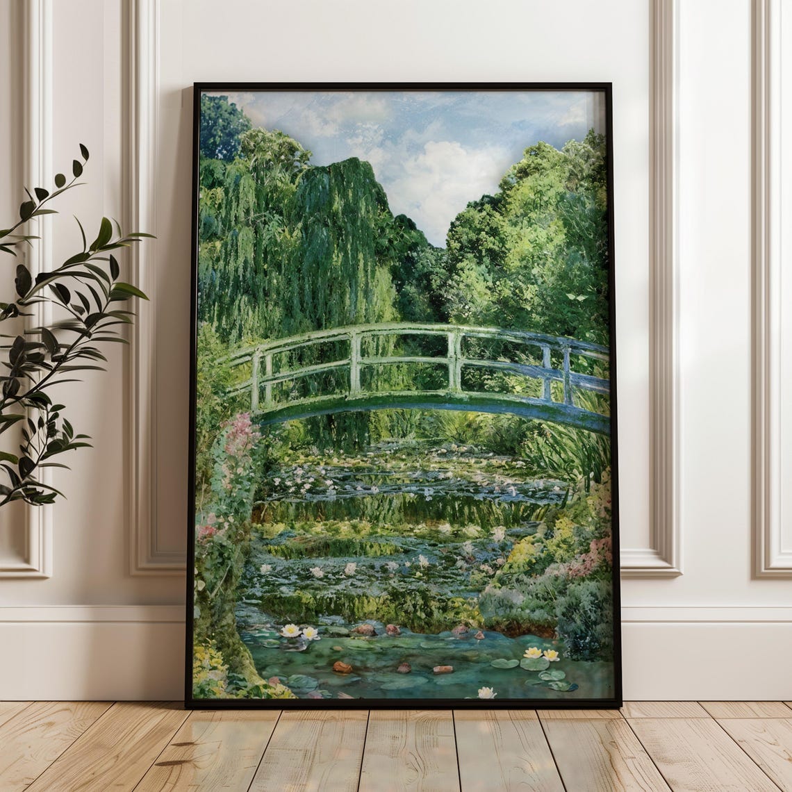 Claude Monet Water Lily Pond Japanese Bridge Poster Impressionist Garden Wall Art