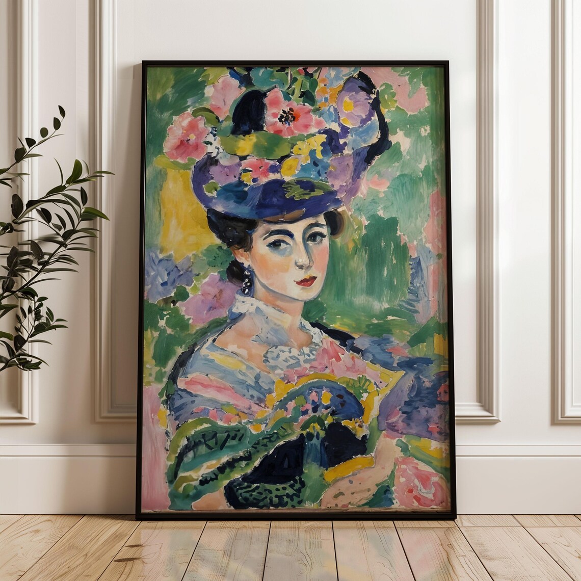Henri Matisse Style Woman With Floral Hat Fauvist Portrait Poster