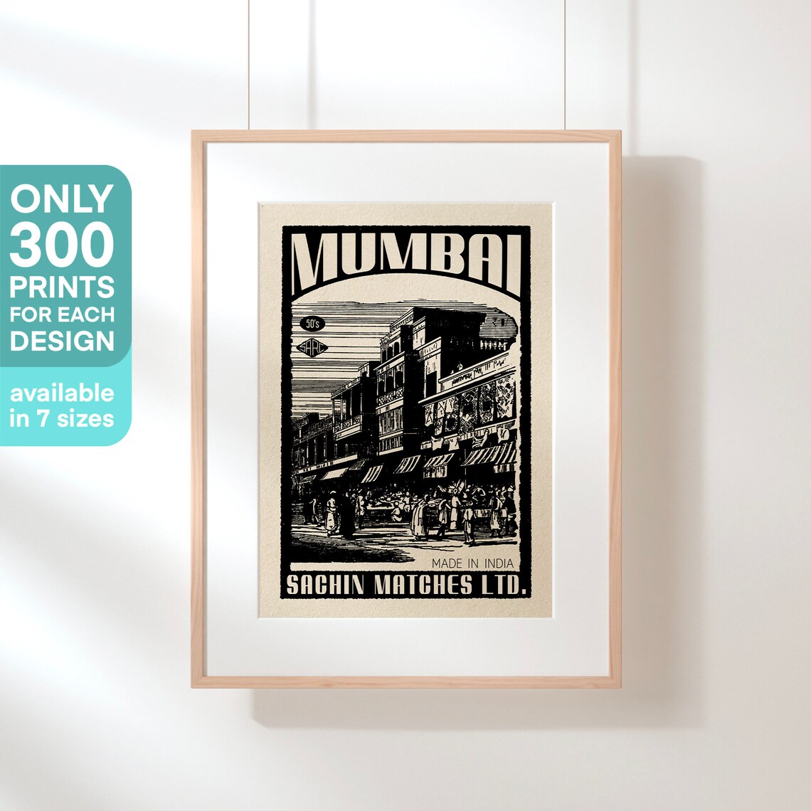 Mumbai Colonial Market Street Scene Vintage India Travel Poster - Image 3