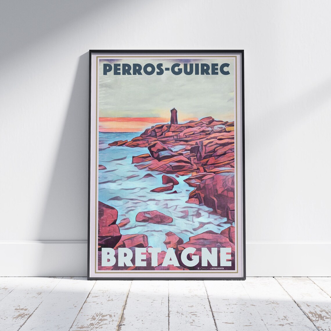 Perros Guirec Pink Granite Boulders Bretagne France Travel Poster