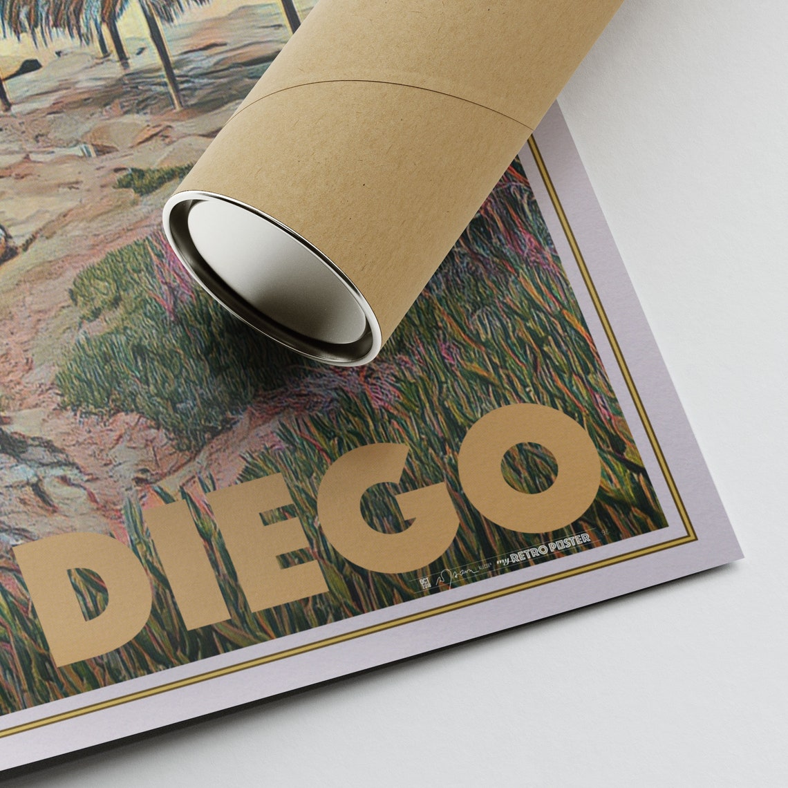 San Diego Poster La Jolla By Alecse Limited Edition California Vintage Travel Poster La Jolla Classic Poster Of San Diego California - Image 2