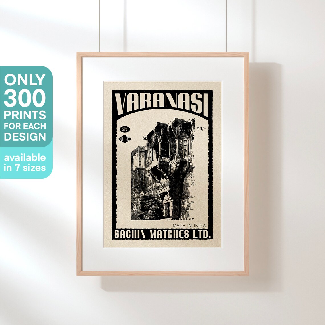 Varanasi Haveli Heritage Building Vintage India Travel Poster - Image 3