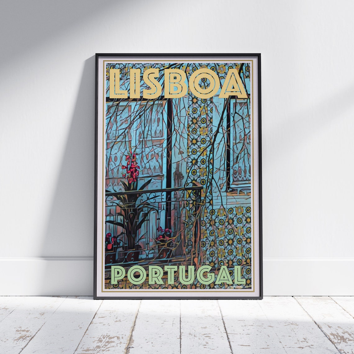 Lisbon Poster Azulejos By Alecse Limited Edition Portugal Travel Poster Lisbon Print Portugal Print Poster Of Azulejos In Lisbon