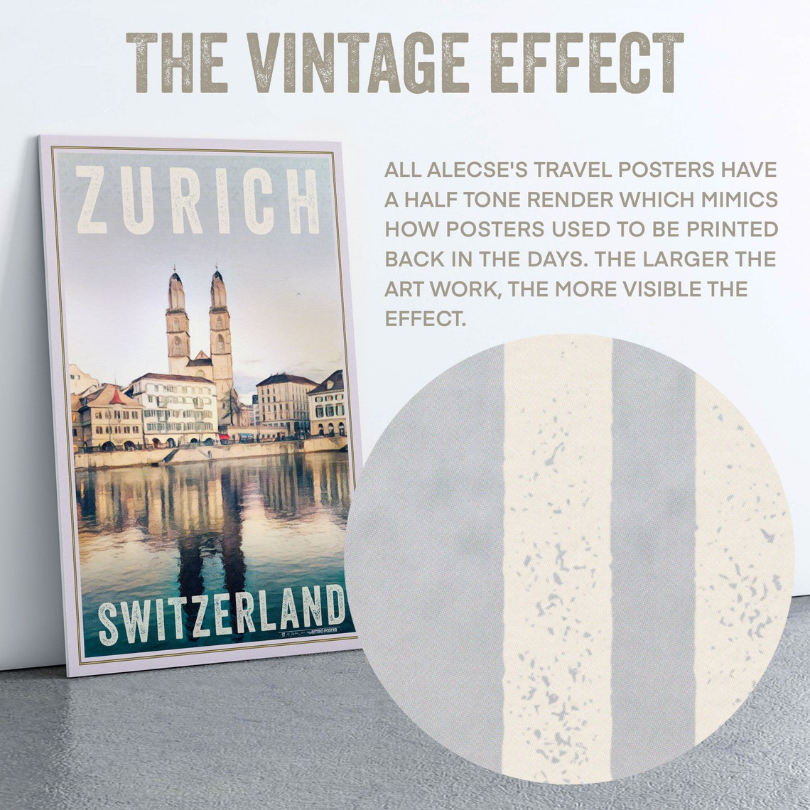 Zurich Poster By Alecse Limited Edition Switzerland Travel Poster Swiss Gallery Wall Print Of Zurich Classic Swiss Poster Of Zurich - Image 2