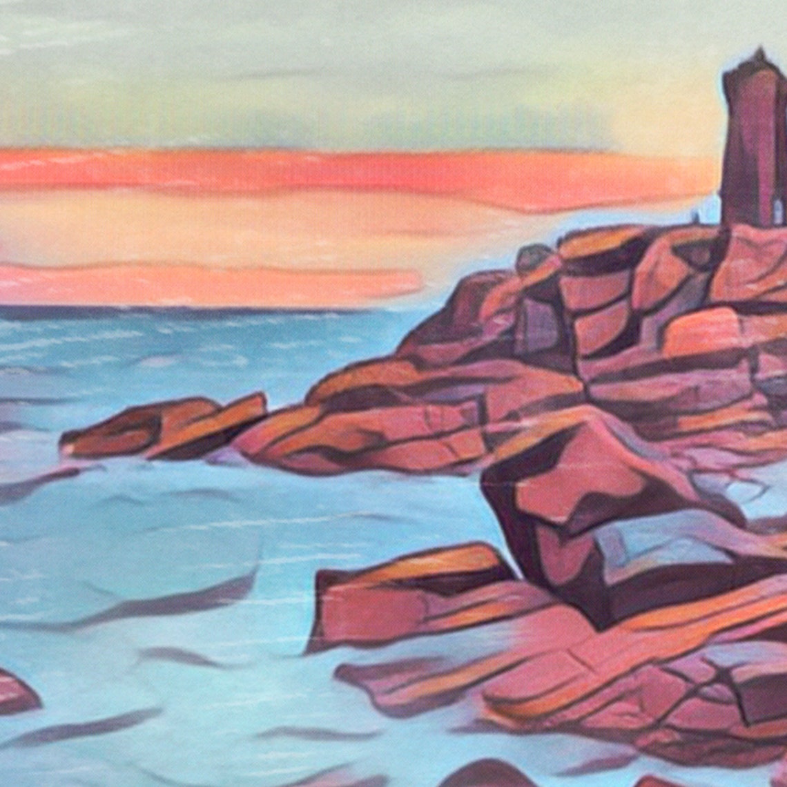 Perros Guirec Pink Granite Boulders Bretagne France Travel Poster - Image 4