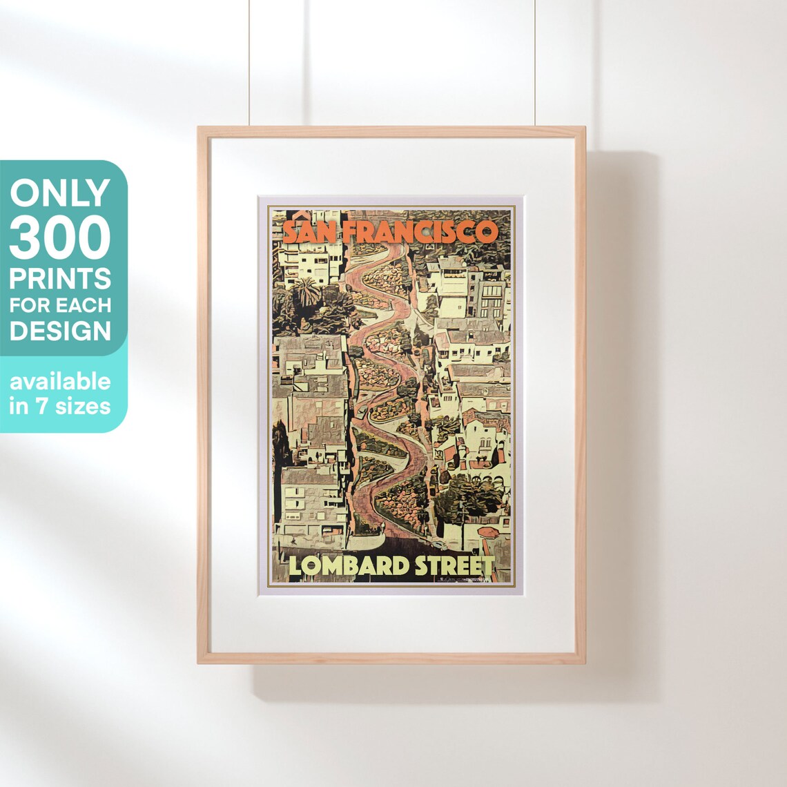 San Francisco Lombard Street Crooked Road Aerial Vintage Travel Poster - Image 3
