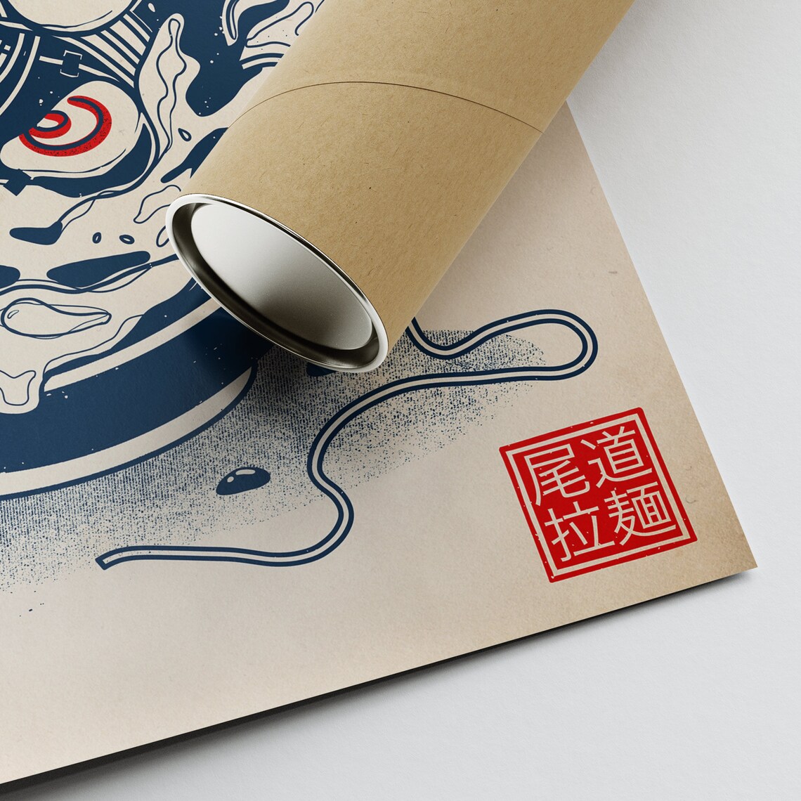 Japanese Ramen Bowl Koi Fish Vintage Style Chopsticks Art Poster - Image 2