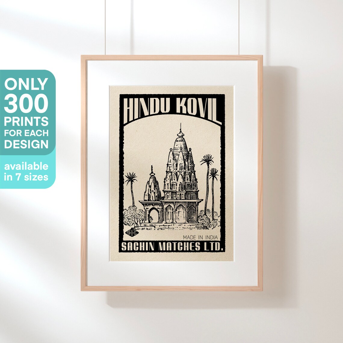 Hindu Kovil Temple Vintage Matchbox Label Style India Poster - Image 3