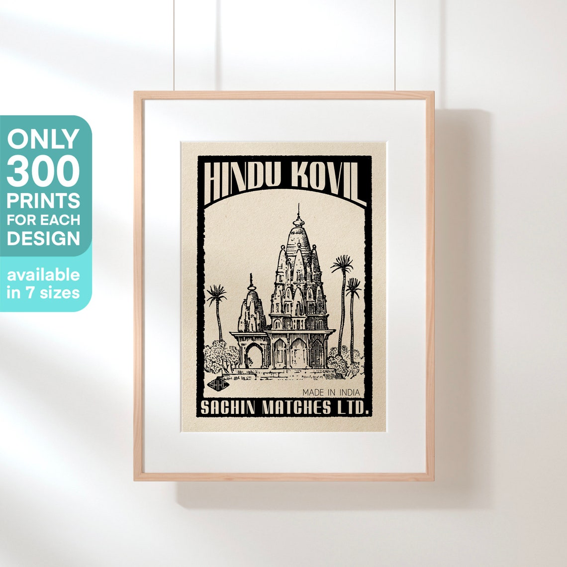 Vintage Hindu Kovil Poster By Shree Limited Edition Places Of India Indian Art Print Hindu Kovil Gallery Wall Print Of India - Image 3