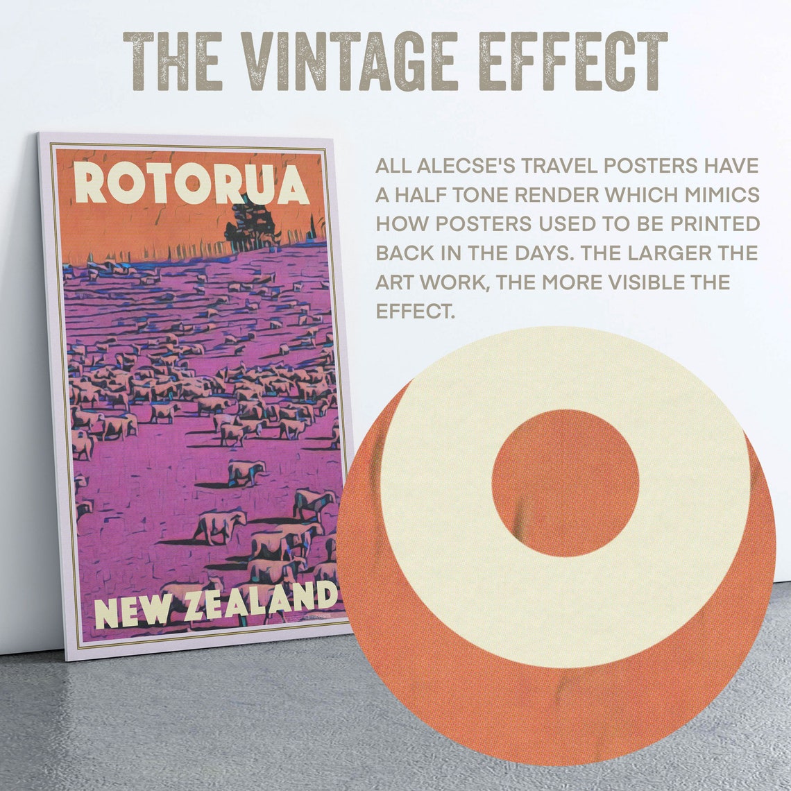 New Zealand Poster Rotorua Sheeps By Alecse Limited Edition New Zealand Retro Poster New Zealand Souvenir - Image 2