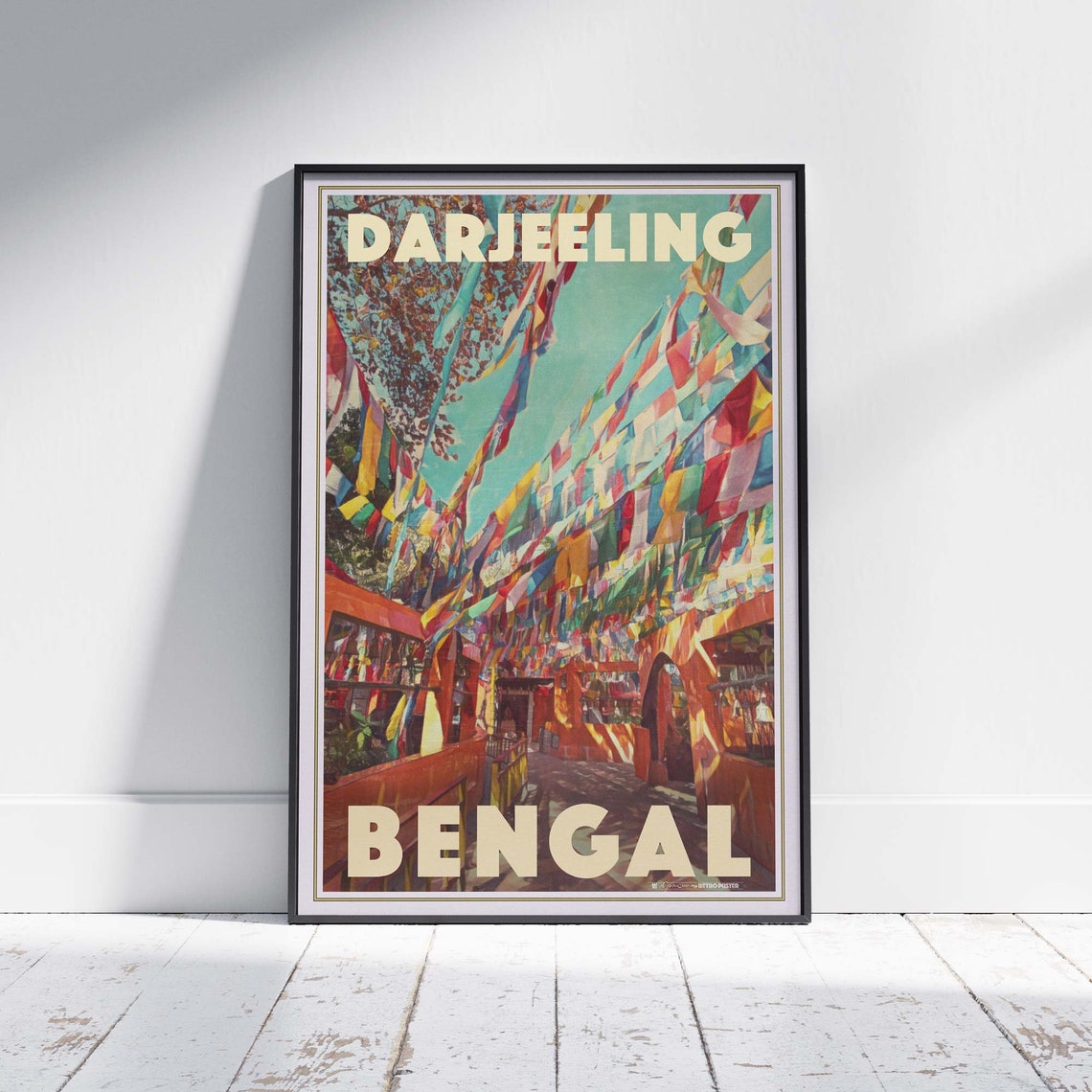Darjeeling Prayer Flags Temple Street Bengal India Travel Poster