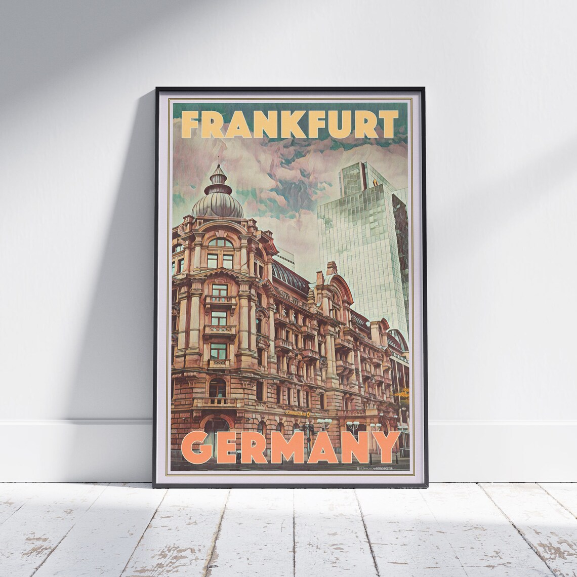 Frankfurt Old and New Architecture Skyline Travel Poster Germany