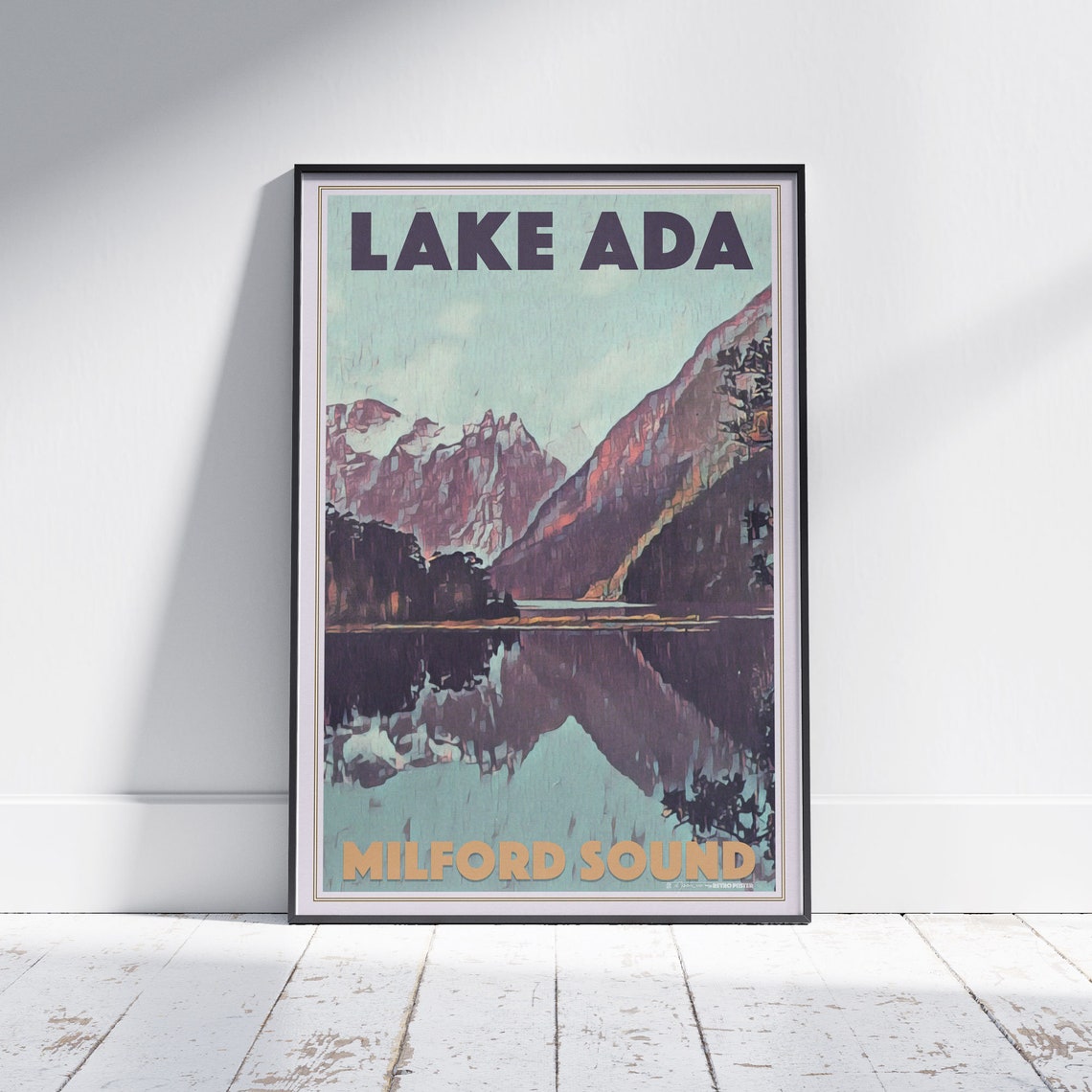 Milford Sound Poster Lake Ada By Alecse Limited Edition New Zealand Travel Poster Lake Ada Fiordland Print Poster Of New Zealand
