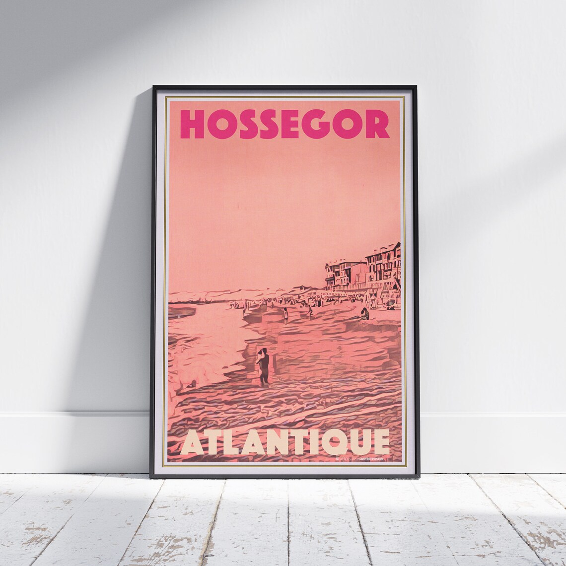 Hossegor Poster Pink By Alecse Limited Edition Hossegor Travel Poster Poster Of Hossegor Landes France Gallery Wall Print Hossegor