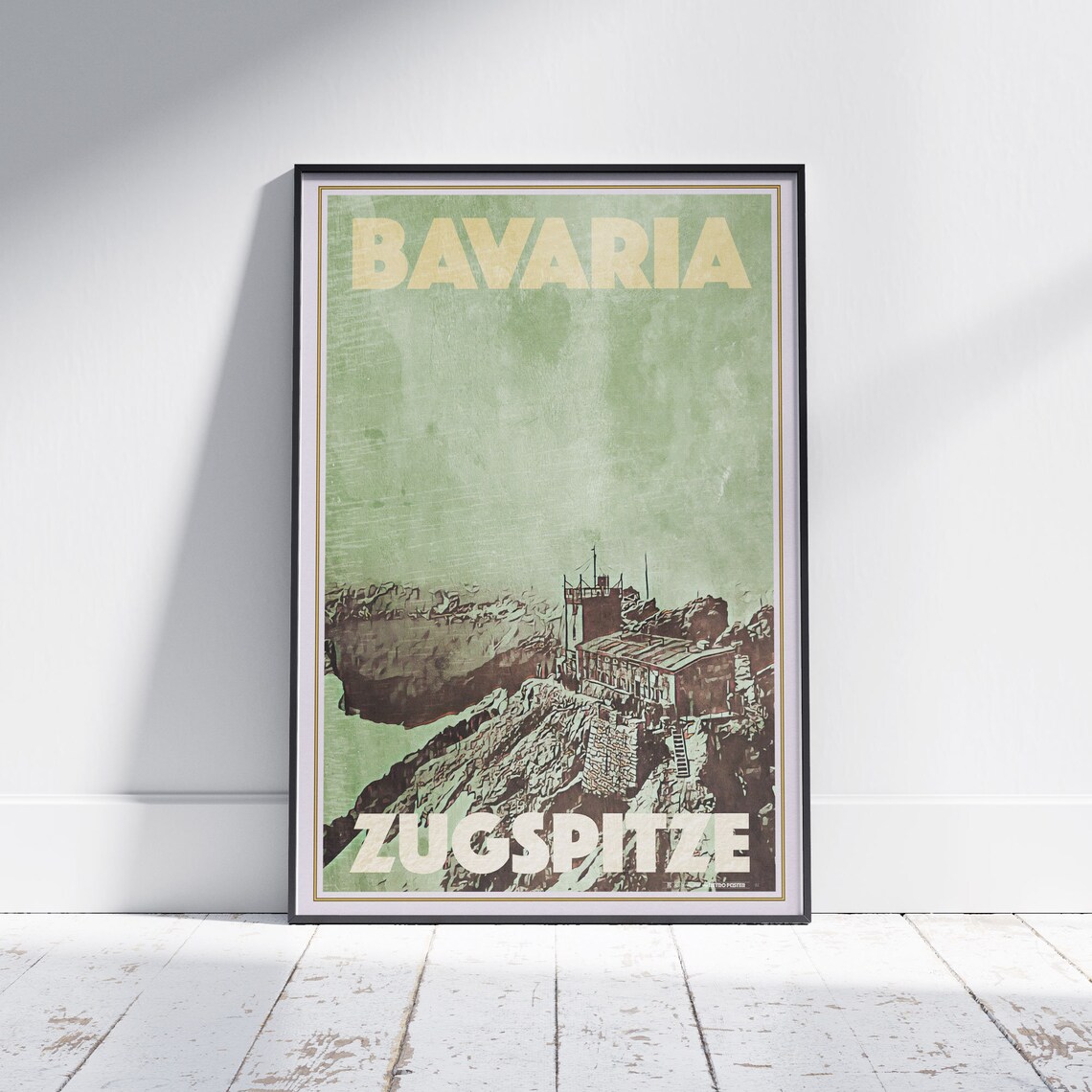 Zugspitze Summit Mountain Refuge Hut Bavaria Vintage Travel Poster