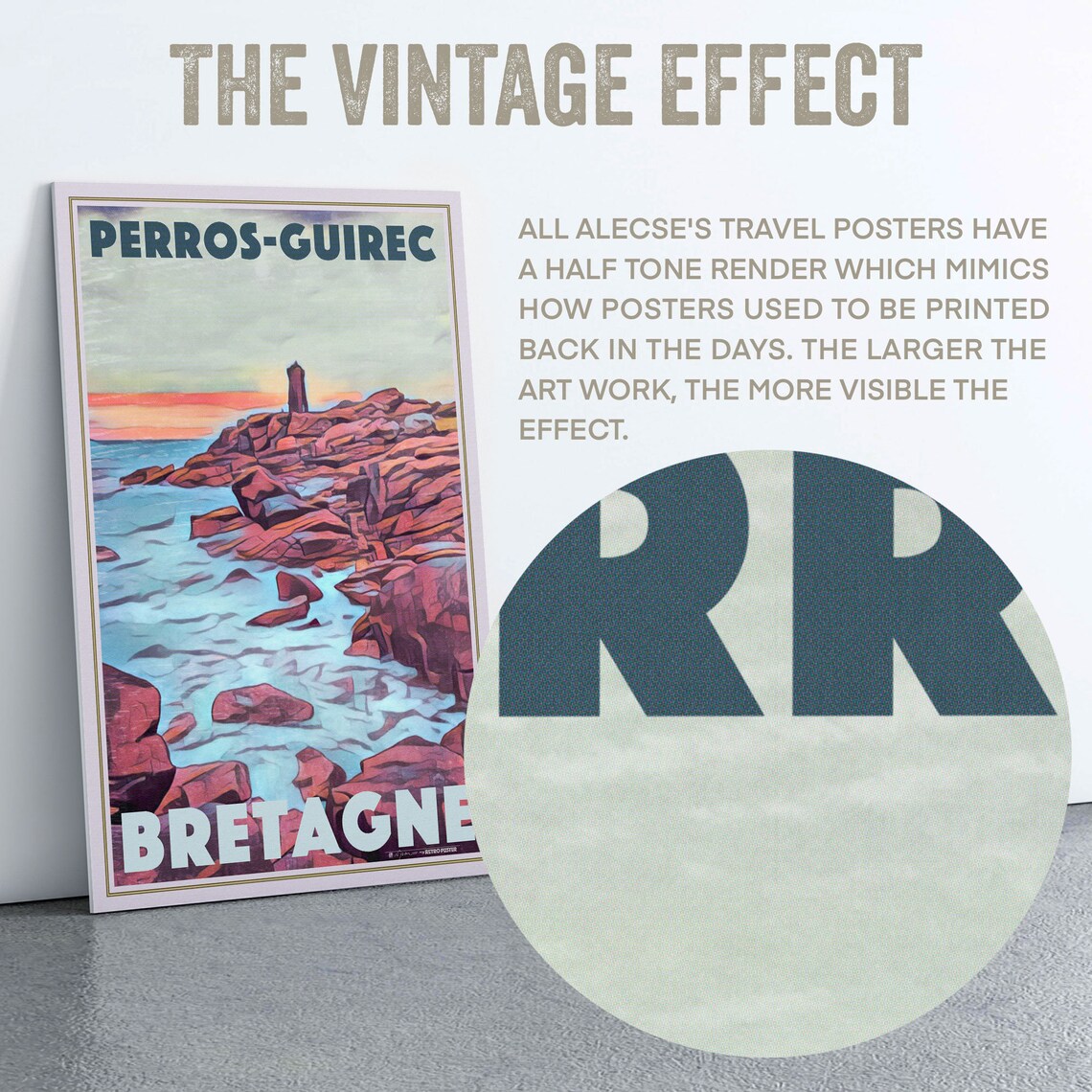 Perros Guirec Pink Granite Boulders Bretagne France Travel Poster - Image 2