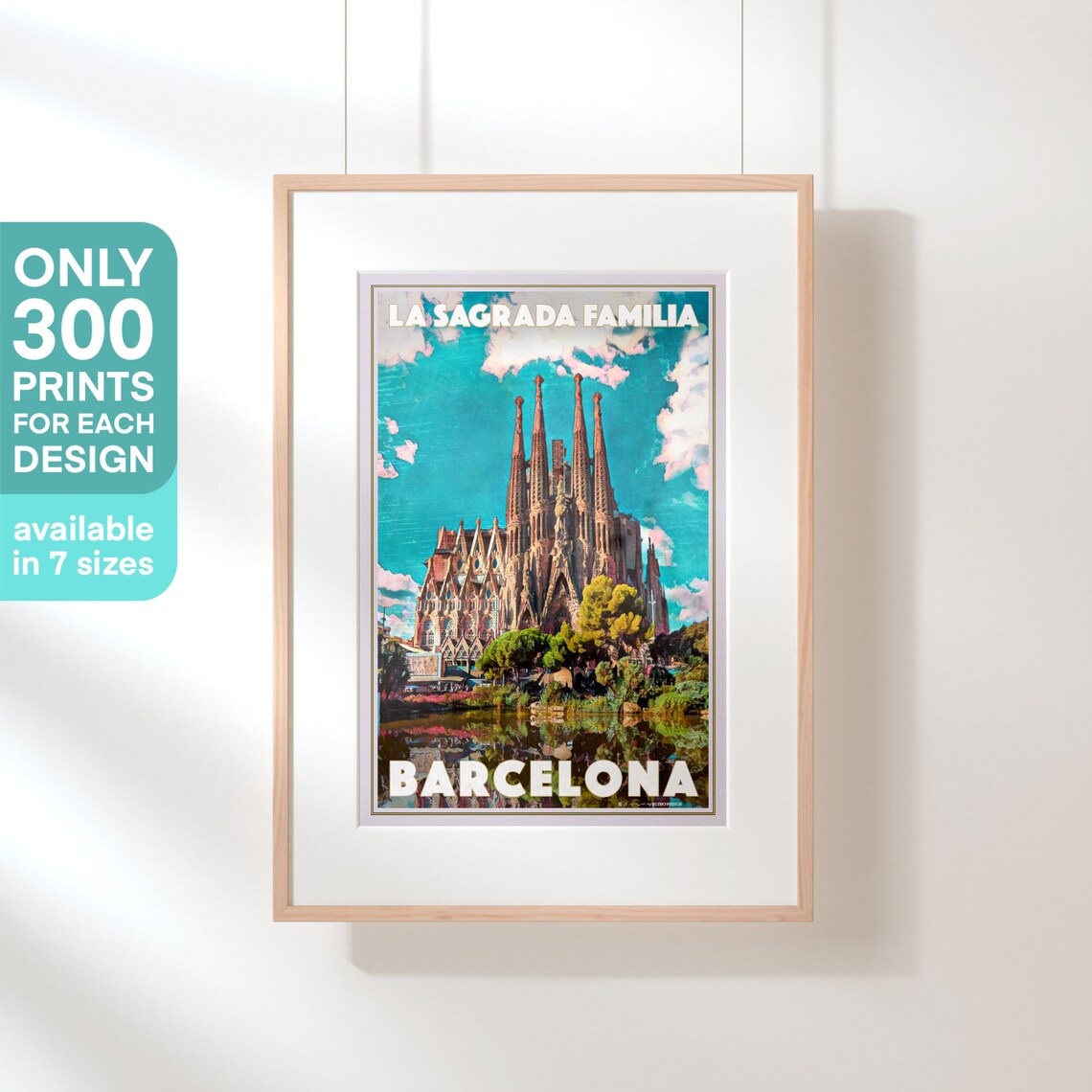 La Sagrada Familia Barcelona Gaudi Basilica Retro Travel Poster - Image 3
