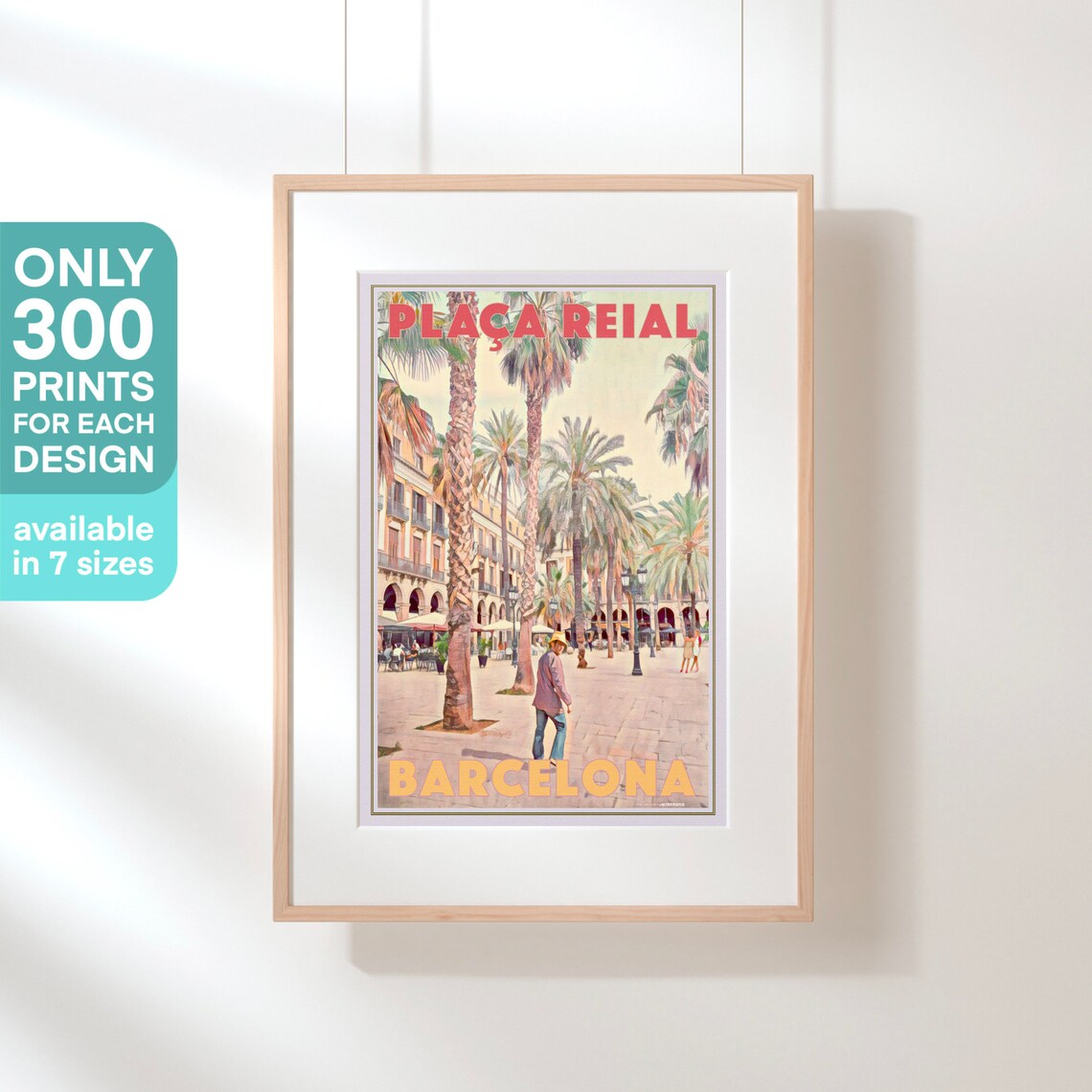 Placa Reial Palm Square Barcelona Spain Vintage Travel Poster - Image 3