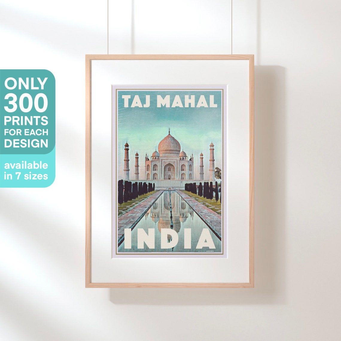 Taj Mahal India Marble Mausoleum Reflecting Pool Vintage Poster - Image 3