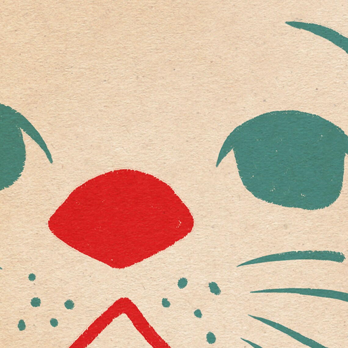 Vintage Lucky Cat Maneki Neko in Red and Green Retro Style Poster - Image 4