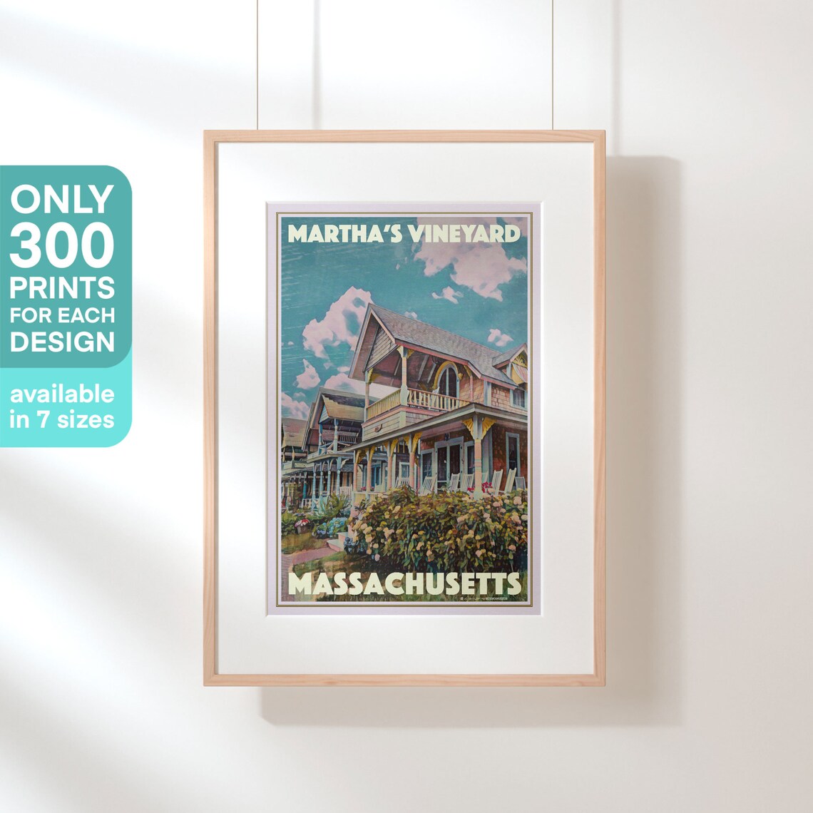Marthas Vineyard Gingerbread Cottages Massachusetts Vintage Poster - Image 3