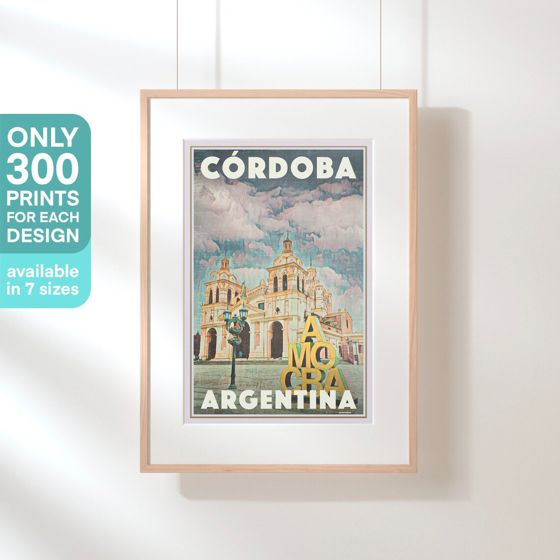 Cordoba Argentina Colonial Cathedral Plaza Amo Cba Retro Travel Poster - Image 3