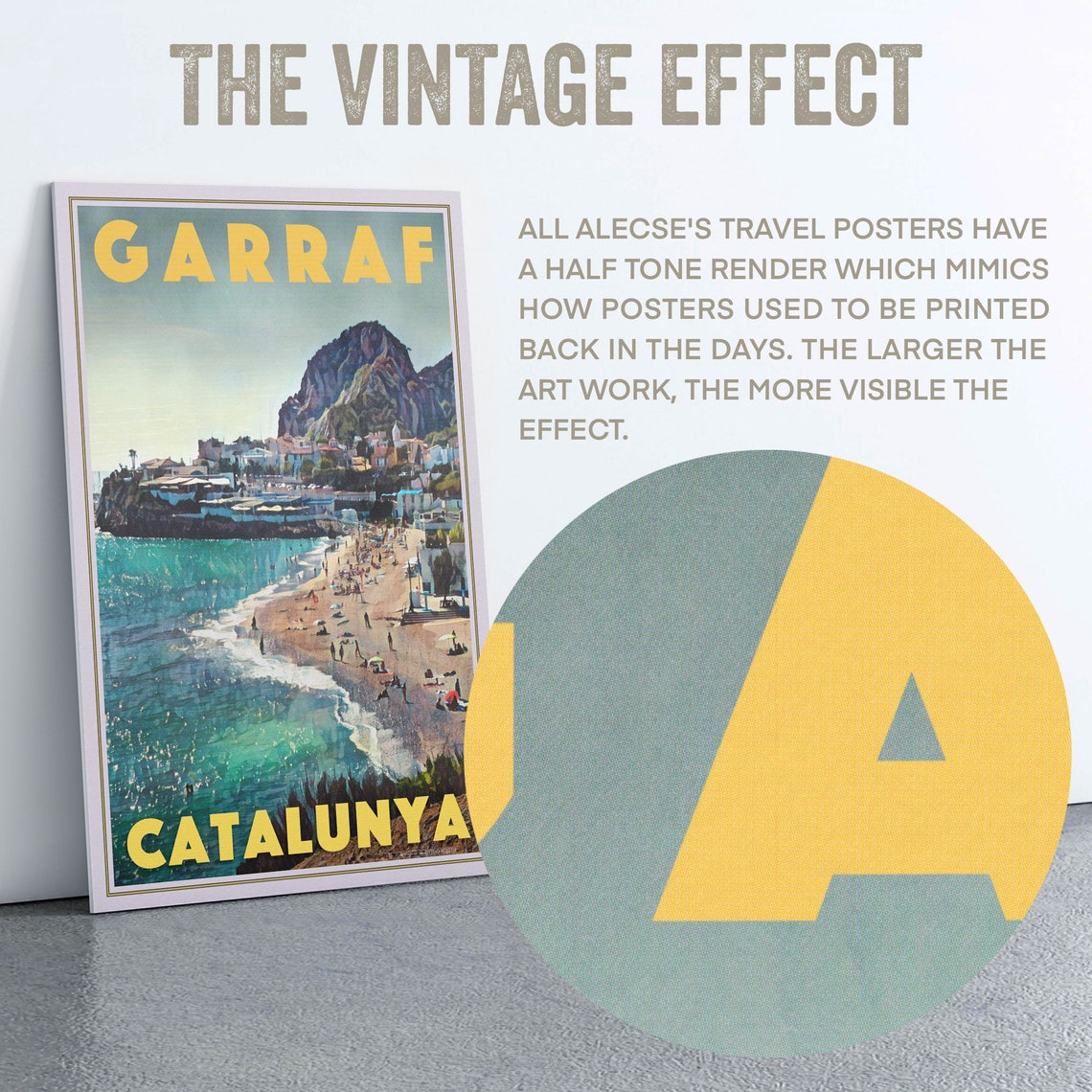 Garraf Catalunya Spain Turquoise Beach Cliffs Retro Travel Poster - Image 2