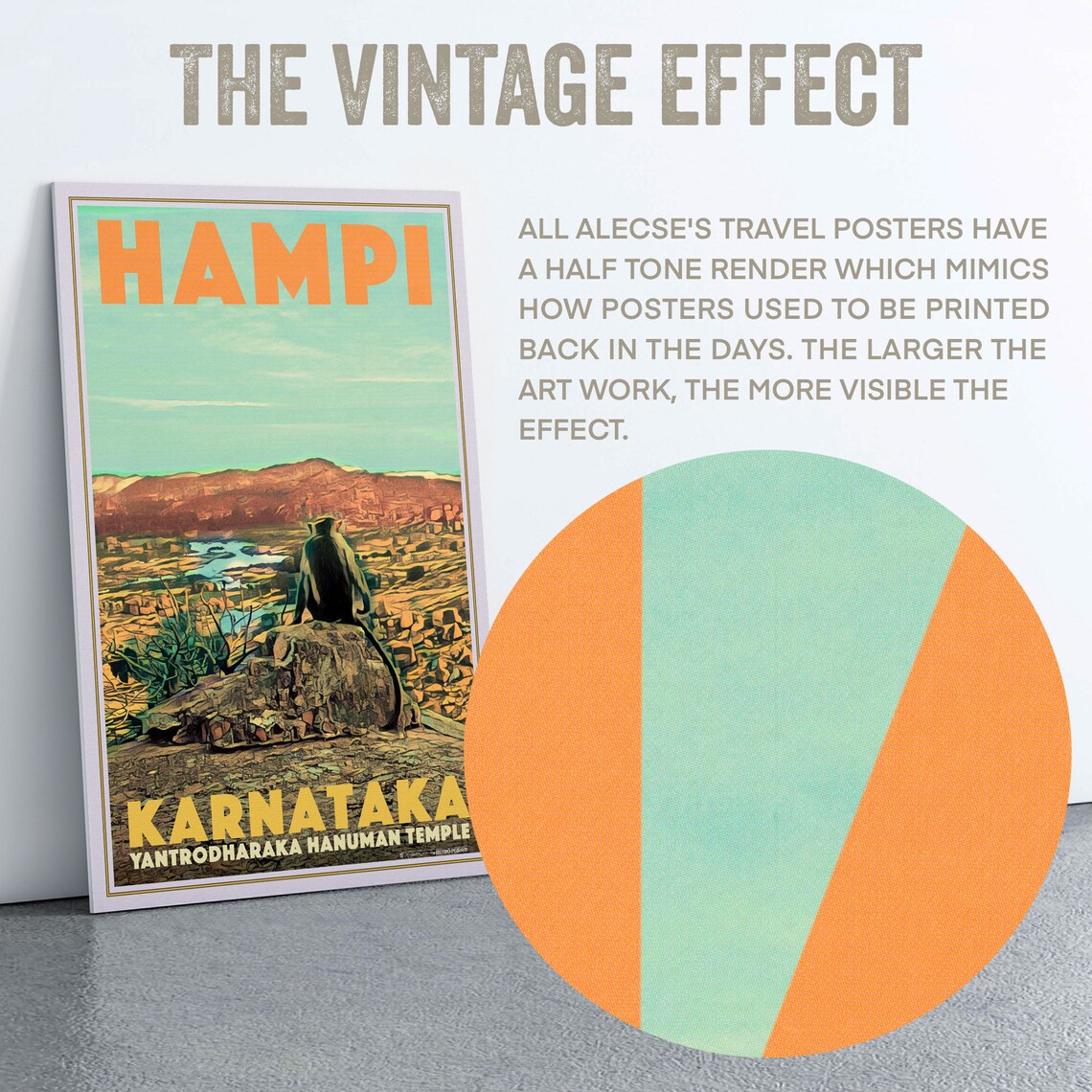 Hampi Karnataka Yantrodharaka Hanuman Temple Travel Poster India - Image 2
