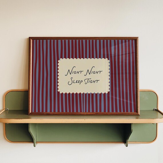 Retro Bedroom Striped Print, Mid-Century Kids Room
