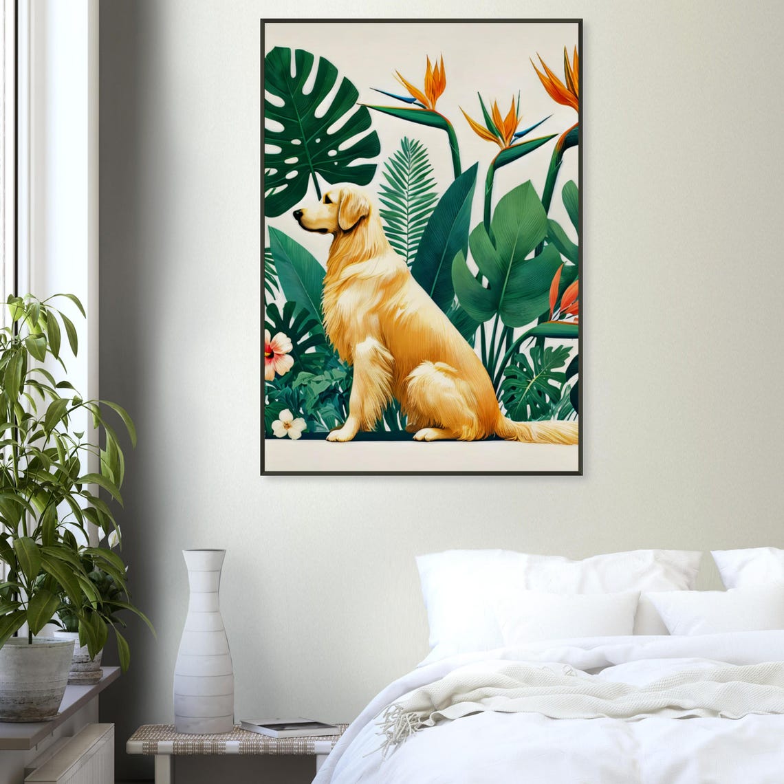 Golden Retriever Tropical Botanical Garden Sitting Dog Poster - Image 3