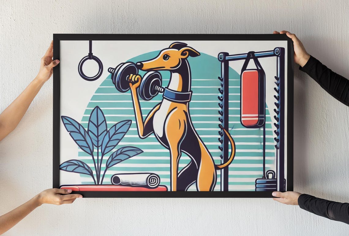 Cute Dog Print Retro Home Poster Funny Colorful Eclectic Posters Wholesome Prints Greyhound Decor Unique Posters