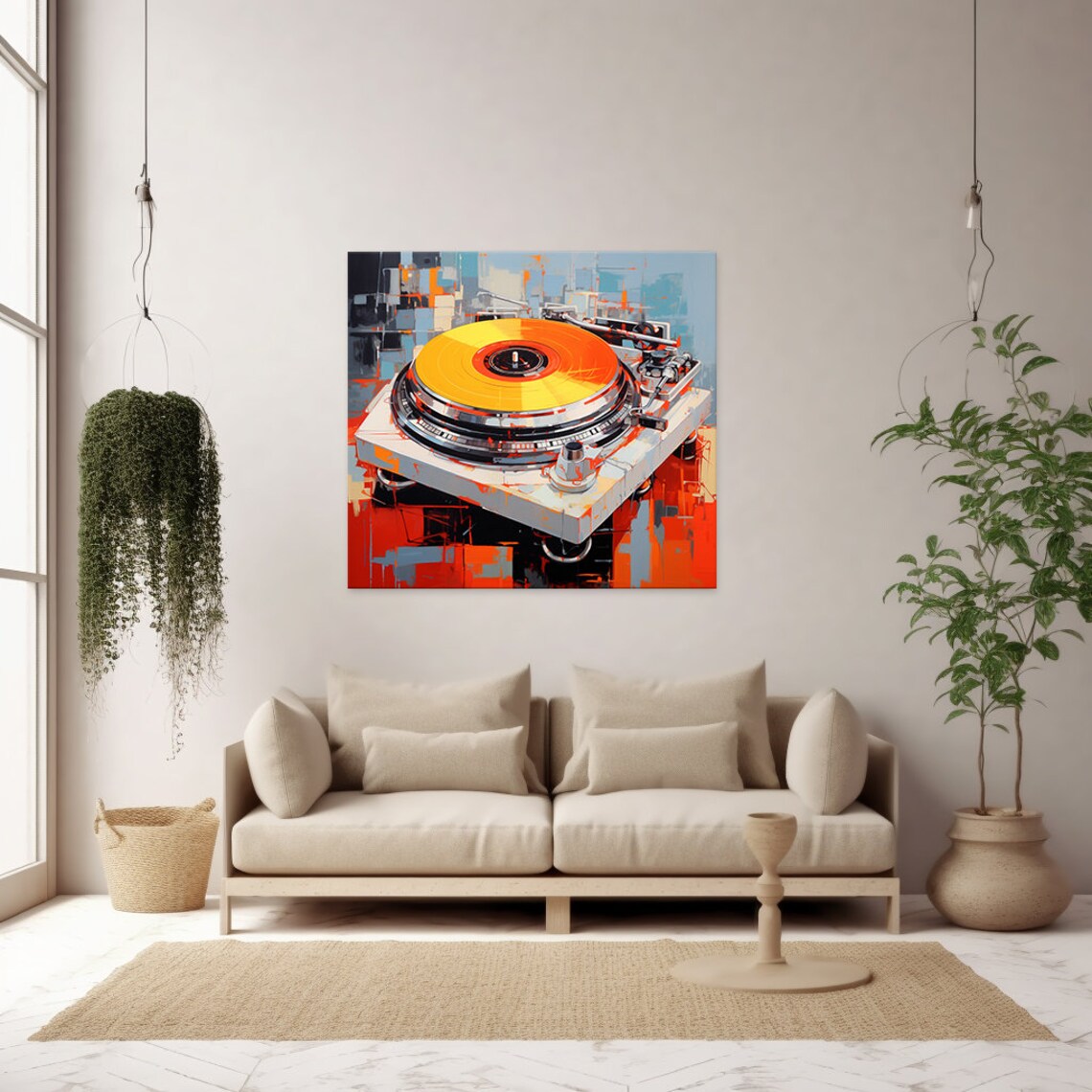 DJ Turntable Gold Vinyl Record Colorful Pop Art Music Studio Decor Wall Poster - Image 2