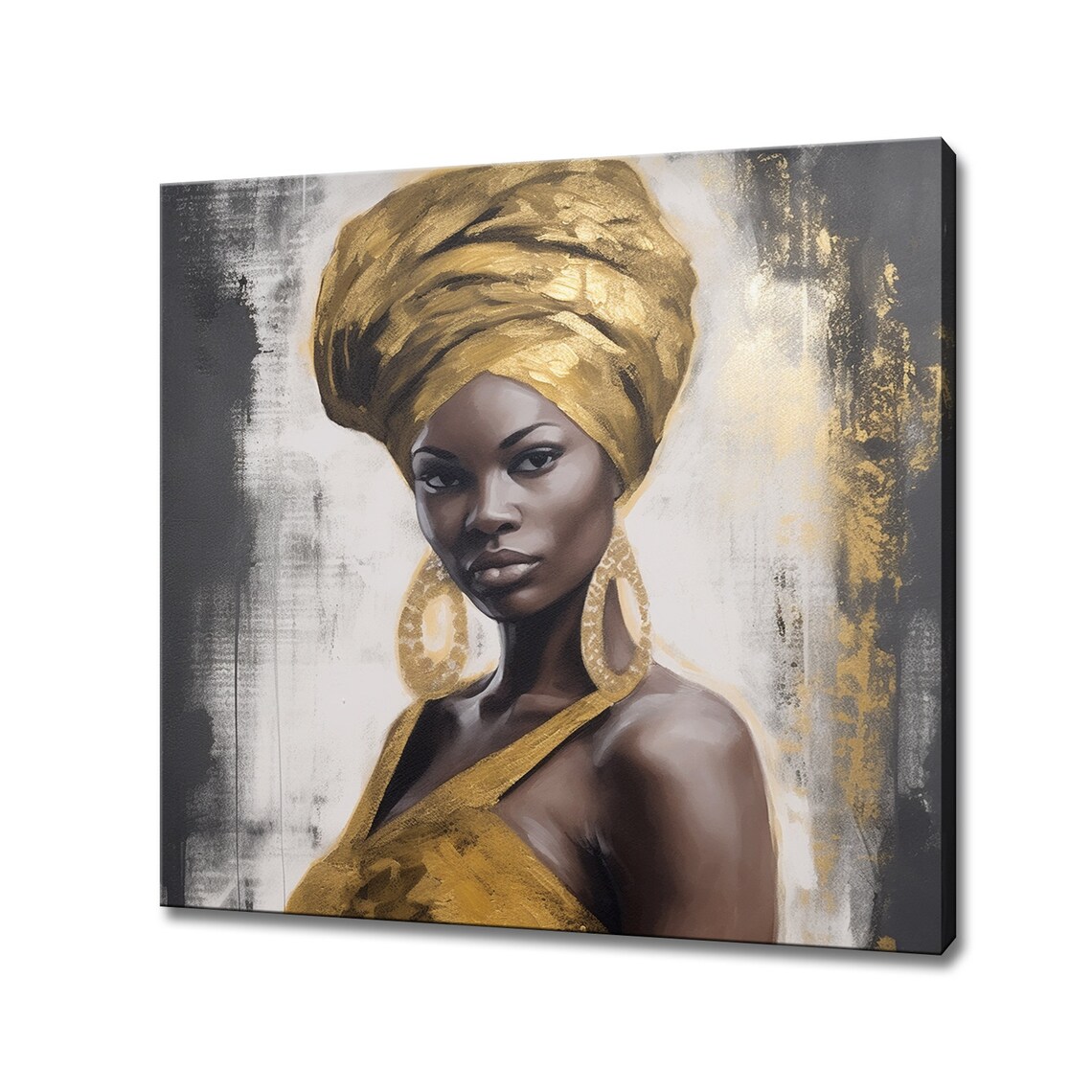 African Woman Portrait, Gold Brown Wall Art Print