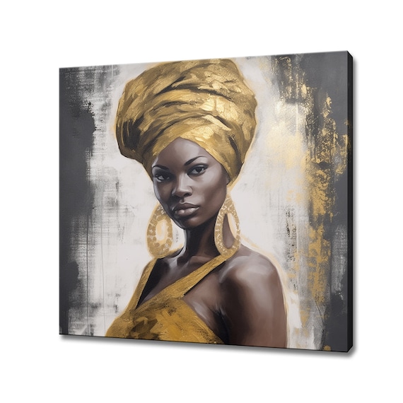 African Woman Portrait, Gold Brown Wall Art Print