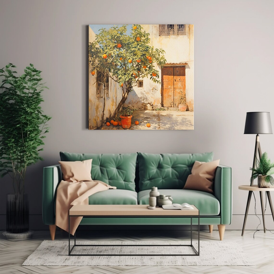 Orange Tree in Spanish Yard, Vintage Landscape Art Print - Image 3