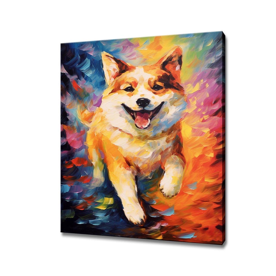 Akita Dog Animal Print Colourful Dog Portrait Painting Print Gift For Akita Dog Lover Animal Dog Wall Decor I Dog Art Print