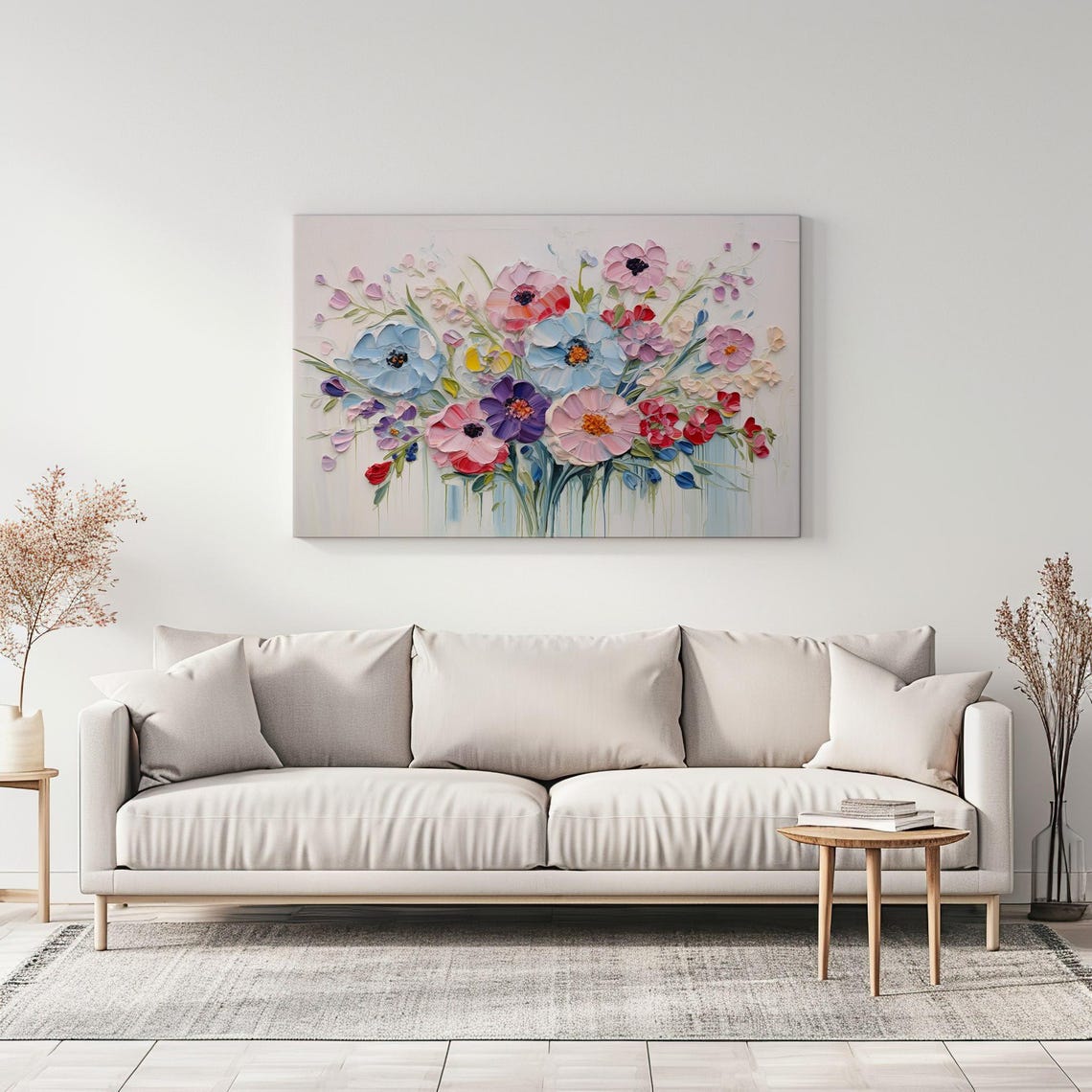 Colourful Flowers Romantic Vintage Painting Print Nature Floral Art Print Living Room Botanical Wall Art Farmhouse Decor Art - Image 3