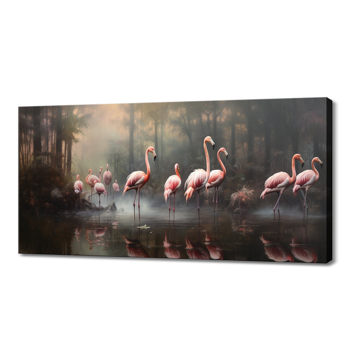 Majestic Flamingo Family In The Lake Print I Wild Animals Wall Art Gift For Flamingo Lover Birds Wall Art Wildlife Home Decor